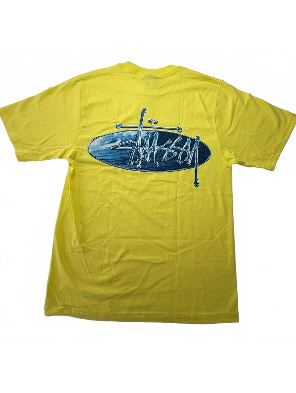 Stussy Wave Oval Tee Lemon Yellow NWT Small